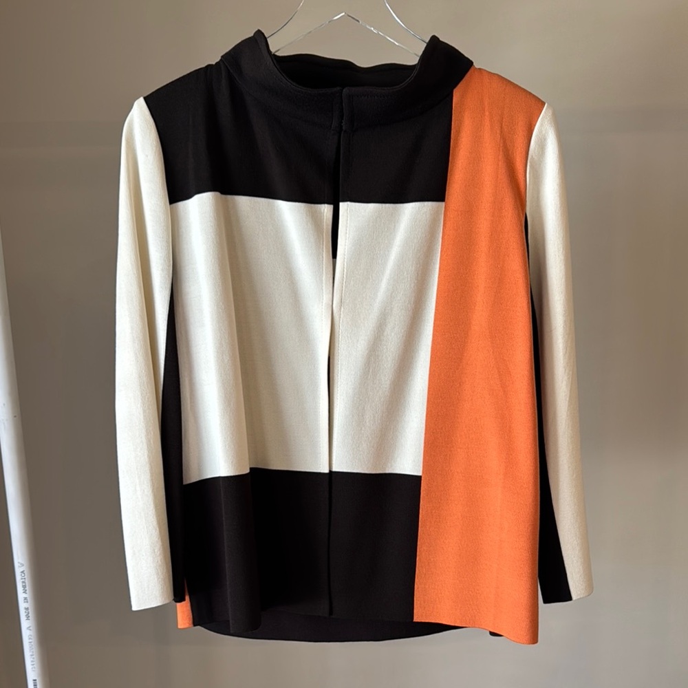 St. John Mahogany Brown (dark), Cream, and Sienna Orange Colorblock Jacket